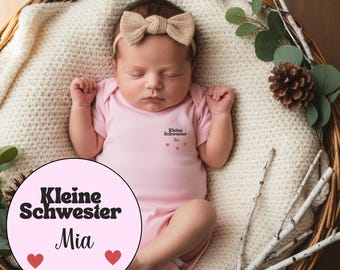 Babybody Personalisiert* 100% Bio-Baumwolle* Kleine Schwester* Schwangerschaftsankündigung* Geschenk zur Geburt* Schwangerschaftsverkündung*