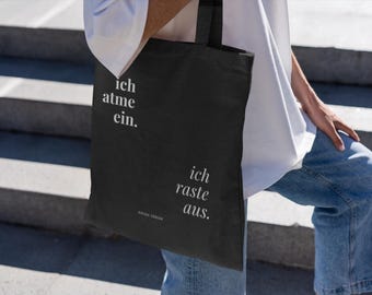 Baumwolltasche 'Ich atme ein, ich raste aus', Einkaufstasche, Unibag, Geschenk