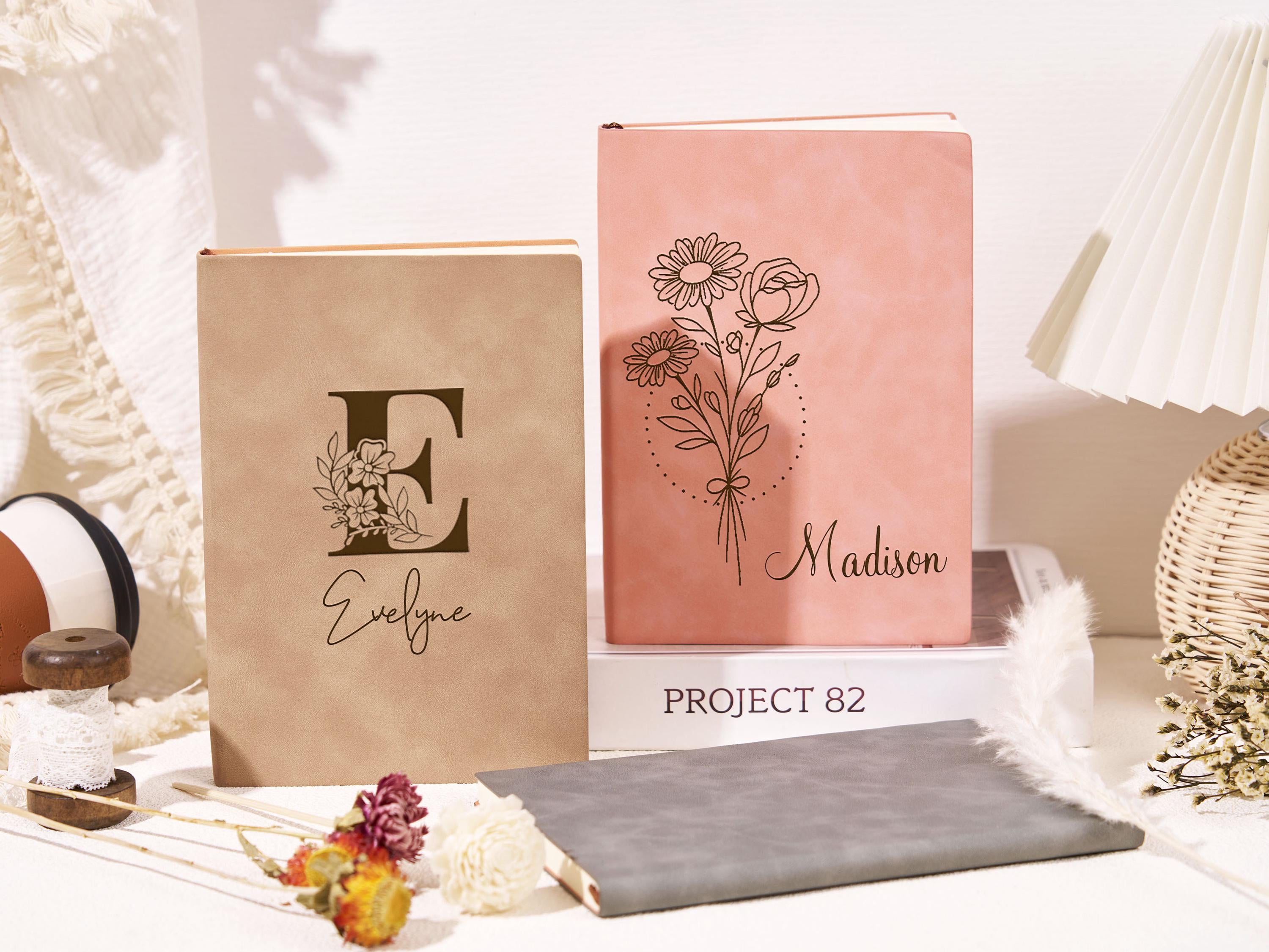 Personalize Journal, Birth Flower Name Journal, Custom Notebook Floral Monogram & Name Diary,Gifts for Sister,Book Lover Gift,Birthday Gift