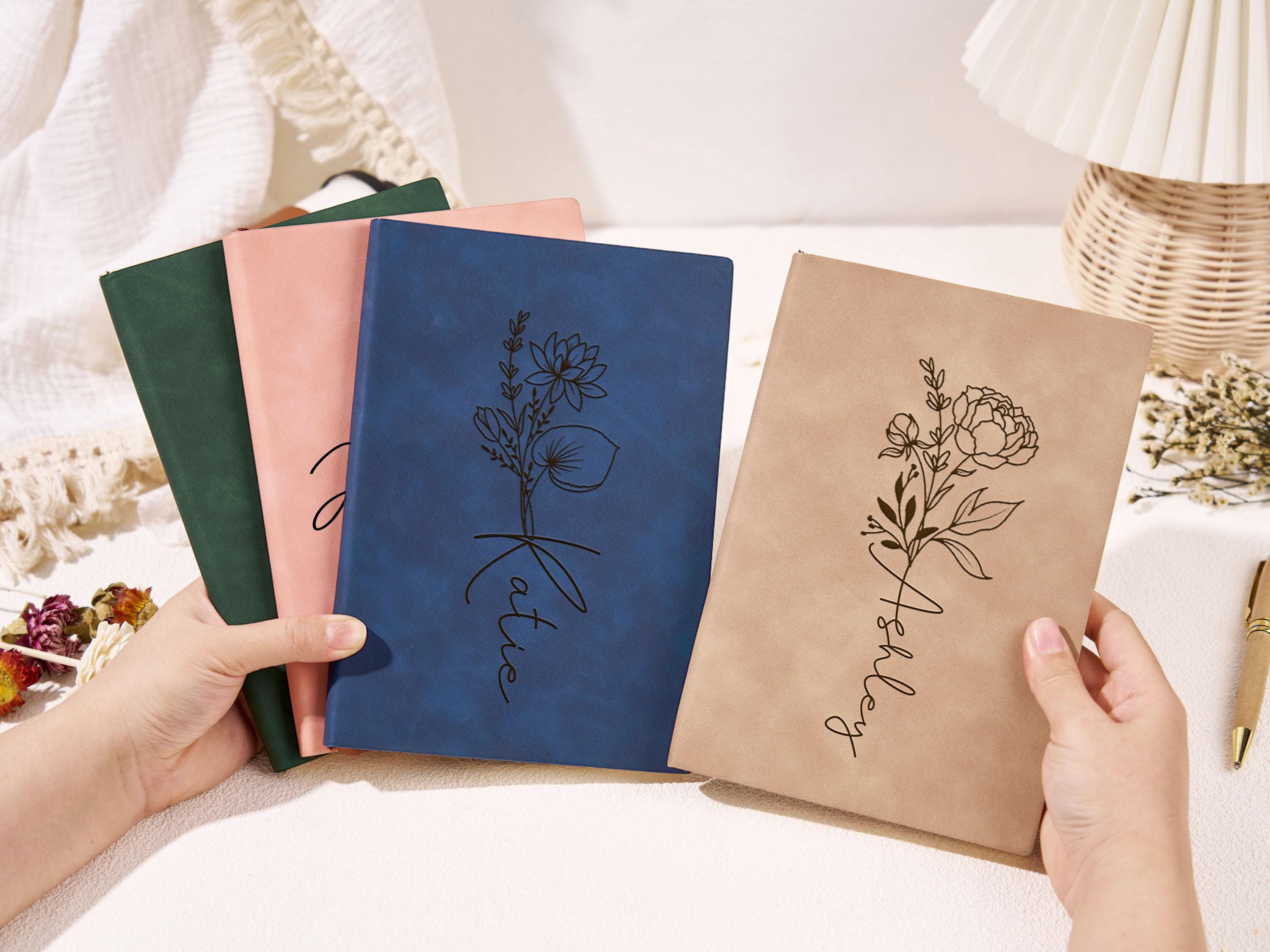 Personalize Journal, Birth Flower Name Journal, Custom Notebook Floral Monogram & Name Diary,Gifts for Sister,Book Lover Gift,Birthday Gift