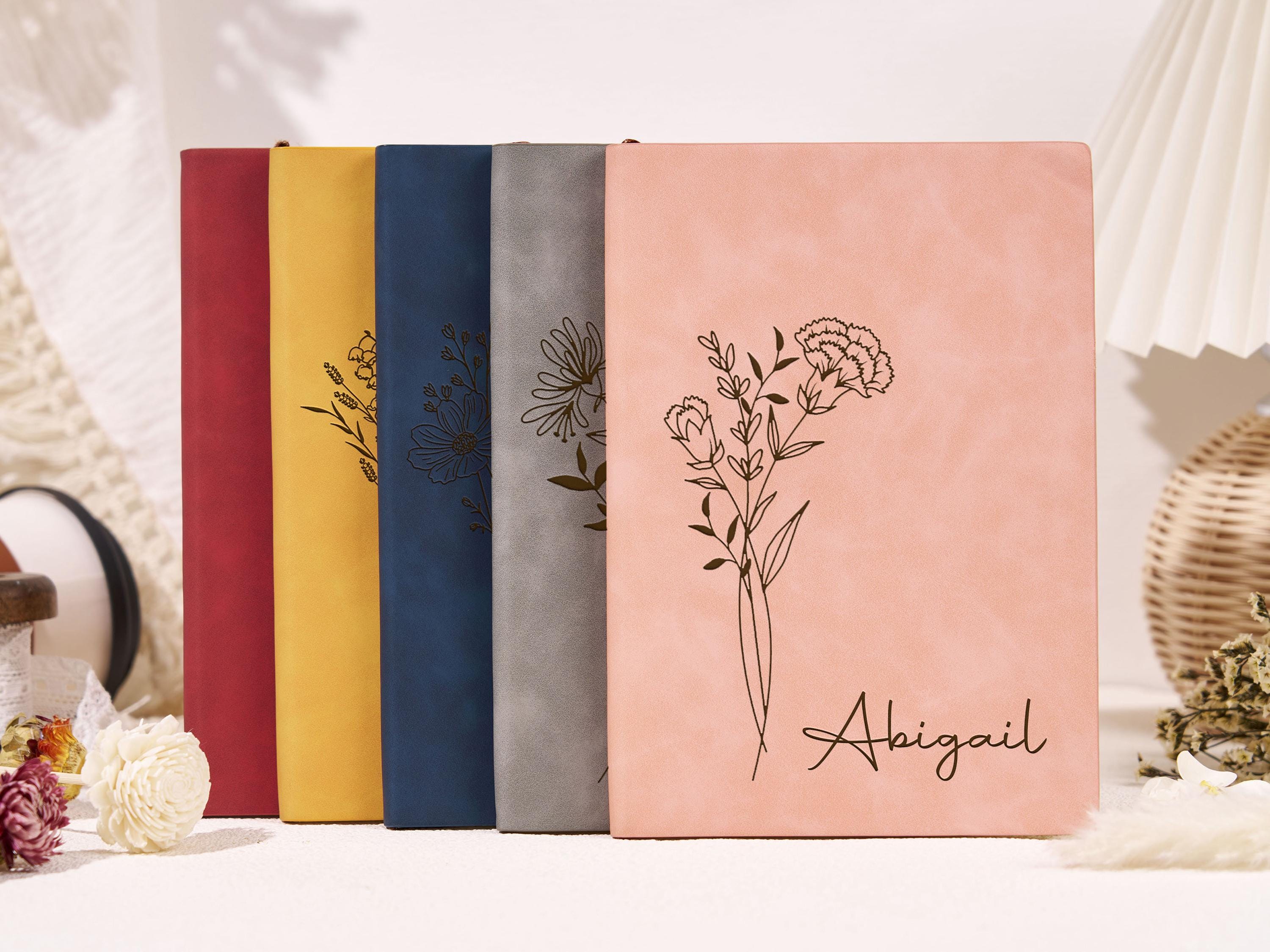 Personalize Journal, Birth Flower Name Journal, Custom Notebook Floral Monogram & Name Diary,Gifts for Sister,Book Lover Gift,Birthday Gift