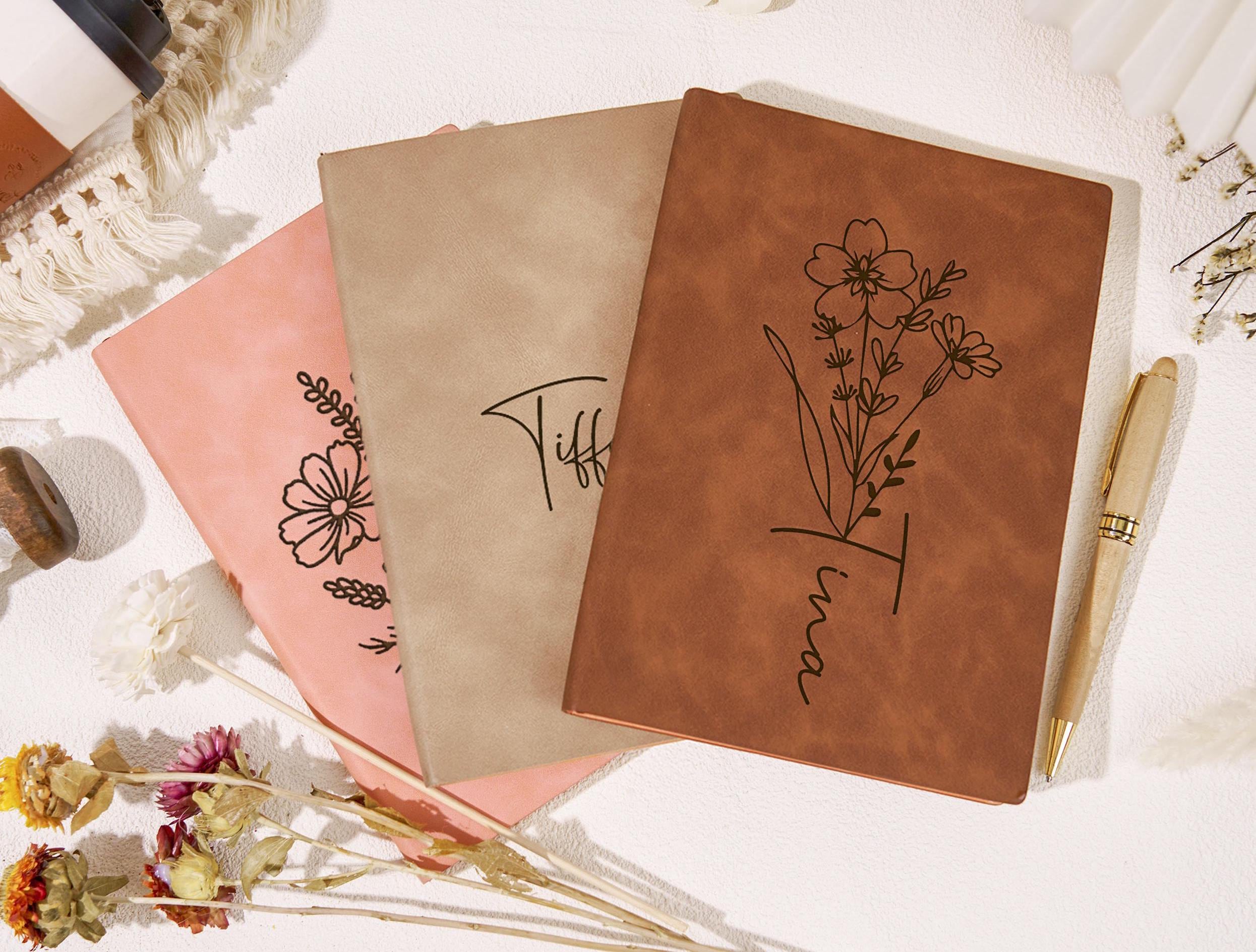 Personalize Journal, Birth Flower Name Journal, Custom Notebook Floral Monogram & Name Diary,Gifts for Sister,Book Lover Gift,Birthday Gift