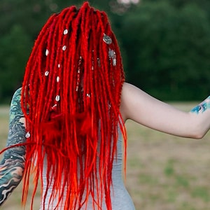 Red Dreads Set | Boho Shamanic SE DE Dreadlocks | Textured Synthetic Red Extensions | Full Custom Dreads