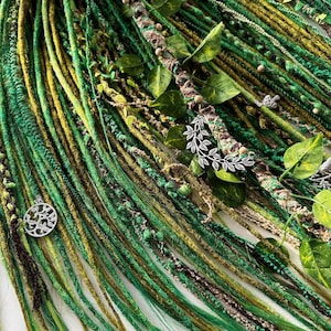 Grün Ombre Dreadlocks Set | Synthetische Wald Dreads | DE SE Grüne Dread Erweiterungen | Fantasie Boho Zöpfe