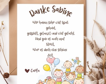 Farewell gift for kindergarten teacher, gift, kindergarten, thank you, card, thank you, picture, DIY, gift idea, PDF