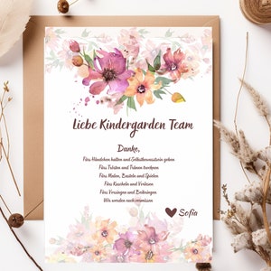 Cadeau d'adieu école maternelle équipe professeur cadeau remerciement personnalisé avec nom, carte, remerciement, photo, DIY, idée cadeau, PDF