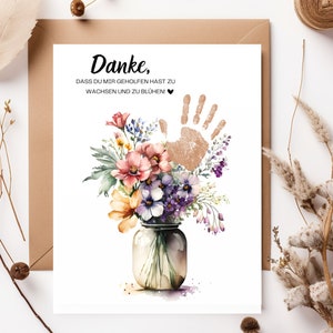 Regalo de despedida, PDF gracias, ramo de flores con huellas de manos, regalo para maestras de jardín de infantes, maestras de jardín de infantes, gracias para los maestros,