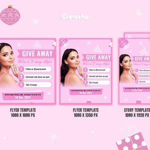 DIY Editable Giveaway Flyer - Beauty Social Media Content, Canva Giveaway Flyer Template: Hair, Lash, Nail Salon (Instant Digital Download)