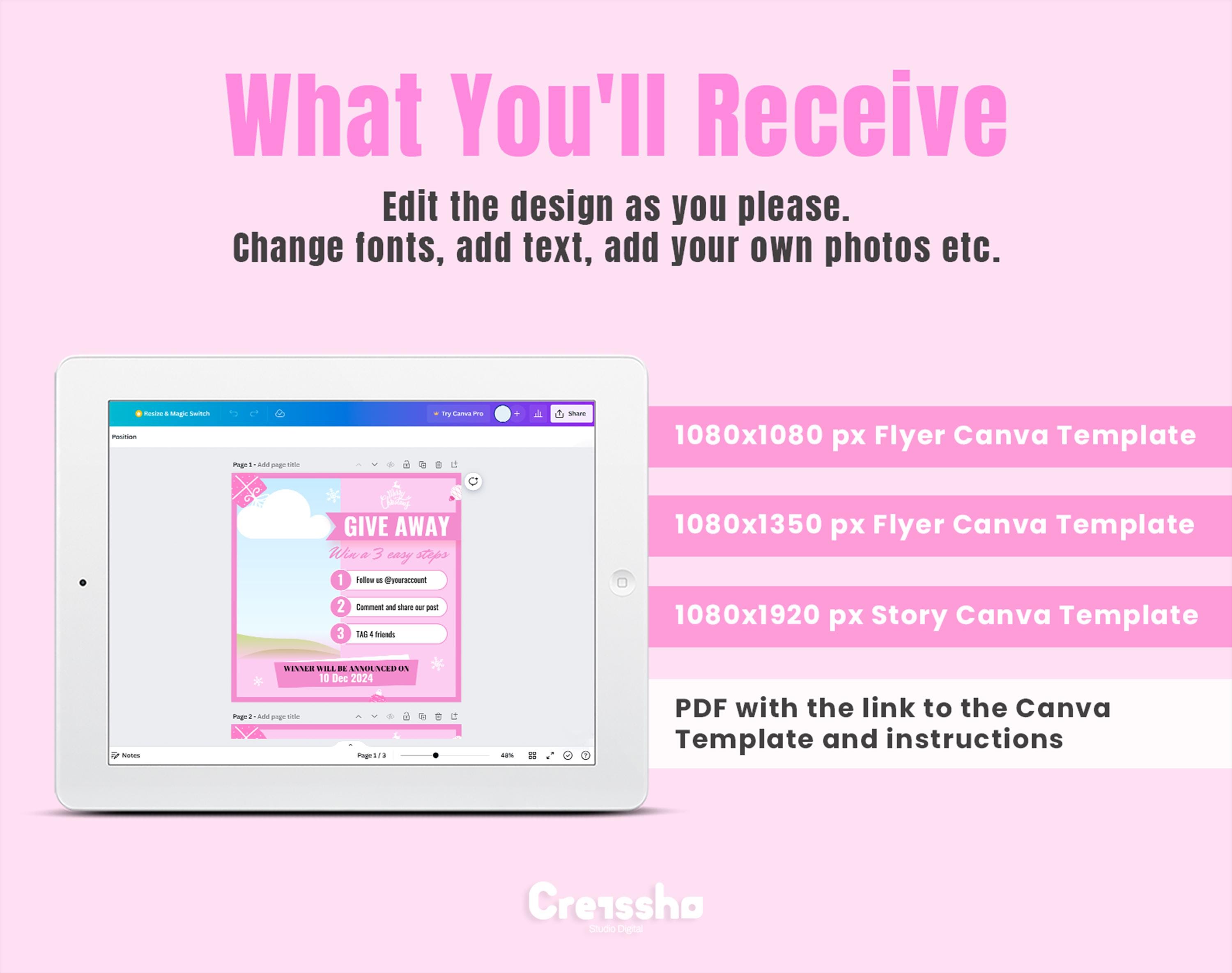 Giveaway Flyer Template, Raffle Flyer, Instagram Giveaway Flyer ...