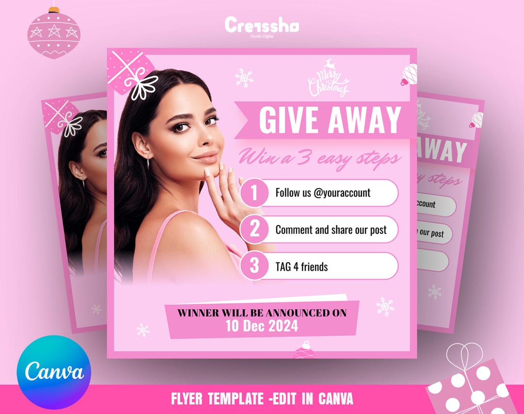 Giveaway Flyer Template, Raffle Flyer, Instagram Giveaway Flyer ...