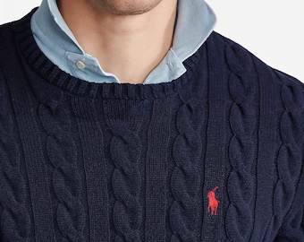 Ralph Lauren Cable Knit Crew Cuello en V Suéteres Hombre Mujer Opciones Polo Logo Inspirado
