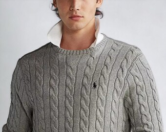 Ralph Lauren Cable Knit Sweater - Round Neck Long Sleeve Jumper for Men and Women - V Neck Styles For Her - Perfect Gift for Him and Her