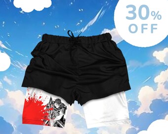 Anime Shorts Berserk, Shorts de sport, Shorts anime, Shorts pour homme, Shorts d'entraînement