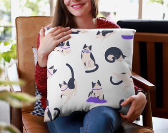 Whimsical Tuxedo Cat Throw Pillow - Acento de decoración del hogar lúdico