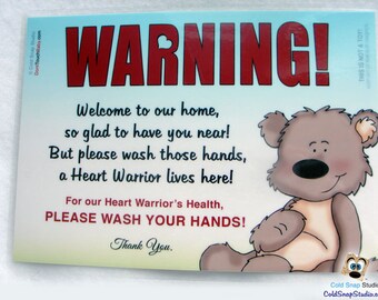 CHD WELCOME Home Sign for Heart Warrior Households, Wash Your Hands Sign for Visitors - More Than I Can Bear