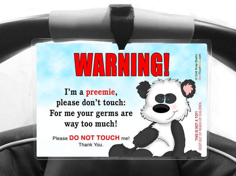 No Touching Preemie Baby Sign Panda Bear Car Seat Tag