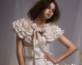 La Sylphide - Little Cream Wool Capelet Wedding Shrug With Bow Custom Made to Order