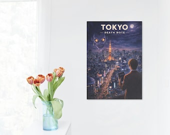 affiche de Tokyo de note de mort | Ligne d'horizon japonaise imprimable | Anime City Art (téléchargement instantané)