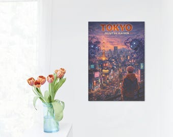 Jujutsu Kaisen Tokyo affiche de Zazzle.be Liste d'envies Vous avez des idées ? Art de la ville anime imprimable | Décoration murale ligne d'horizon du Japon | Téléchargement instantané