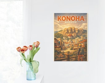 Konoha - Affiche cachée du village aux feuilles | Dessins animés Naruto | Imprimable à téléchargement immédiat