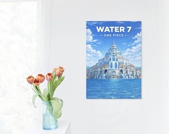 One Piece - Affiche Water 7 | Impression d'art Anime City Skyline (téléchargement instantané)