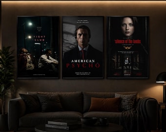 Lot d'affiches de thriller psychologique, vol. 1 (10 tirages) | Art mural minimaliste sombre | Téléchargement instantané