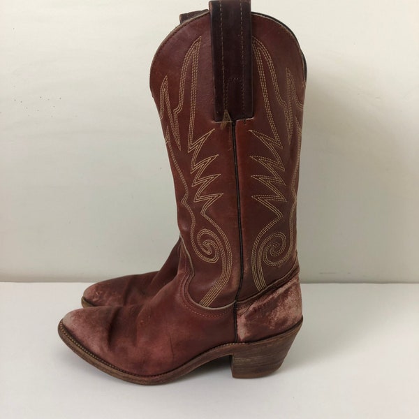 Frye Vintage 70s Oxblood Cowboy Boots  Women Size 6B