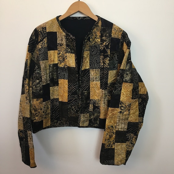 Vintage 80s/90s Handmade Cropped Quilted Cotton J… - image 1