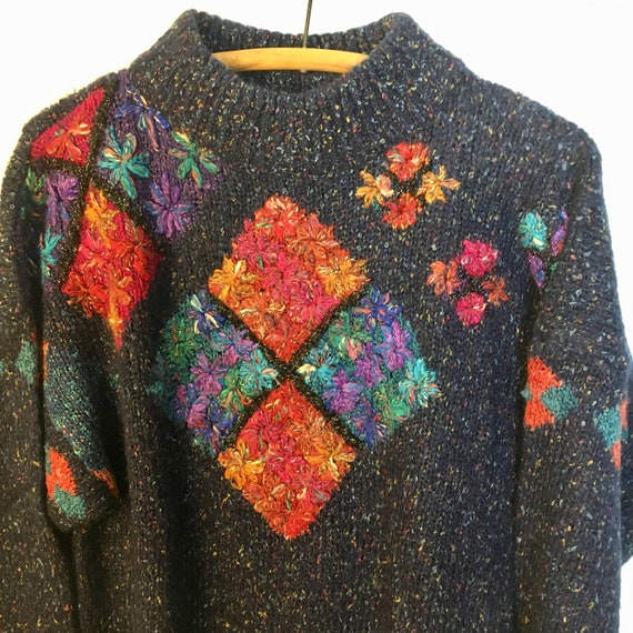 Vintage 80s MarieaKim Lurex Geo Floral Statement … - image 3