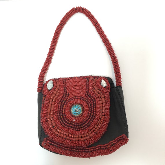 Vintage Handmade Beaded Boho MIni Bag