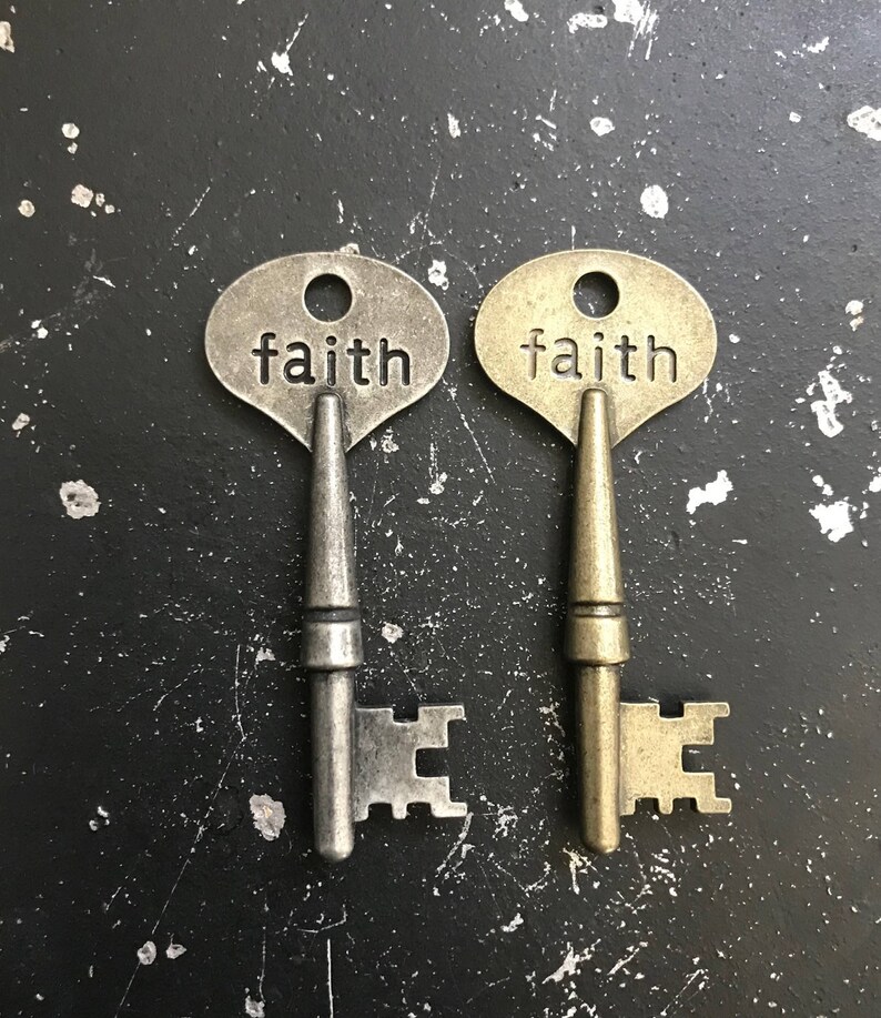 Faith Key for DIY Necklace Making Nickel Free Metal Charm Etsy