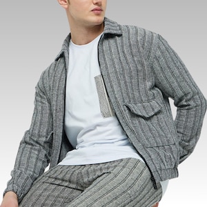 Men&#39;s Bomber Jacket - Lightweight Cotton Fabric, Zipper Closure, Spring/Fall Season Bomber Style Casual Jacket