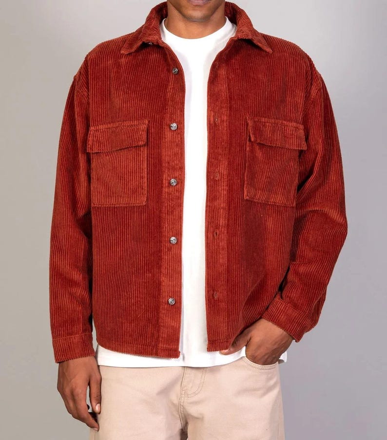 Men's Corduroy Jacket: Retro Casual Cotton Winter Coat Tile