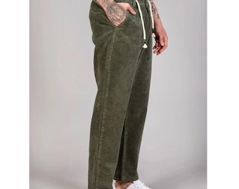Men's Corduroy Trousers: Winter Carrot Fit, Loose Style