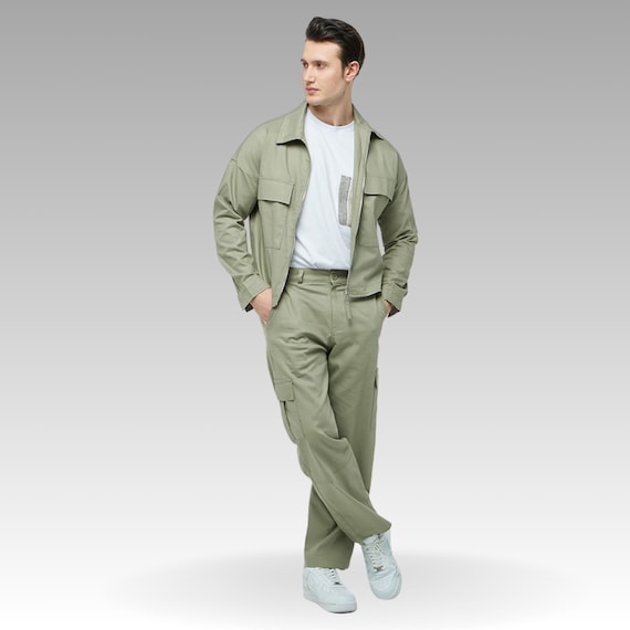 Men's Soft Cotton Cargo Set, Relaxed Fit, 3 Colors, Utility
