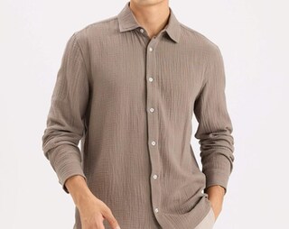 Camicia Uomo In Cotone E Lino Slim Fit - Maniche Lunghe, Tinta Unita, Modello Elegante Casual Per Spiaggia E Lavoro, Colori Classici, Taglie M-XXXL
