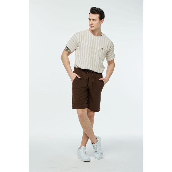 Pantalones cortos de algodón con cintura elástica para hombre