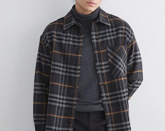 Men's Plaid Flannel Lumberjack Shirt, Button Down Long Sleeve
