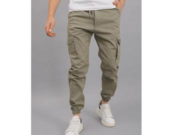 Men's Cotton Cargo Pants: Relaxed Fit Tactical Joggers
