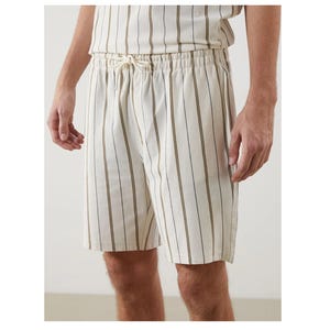Men&#39;s Striped Cotton Lounge Shorts: Soft Knit, Elastic Waist Beachwear
