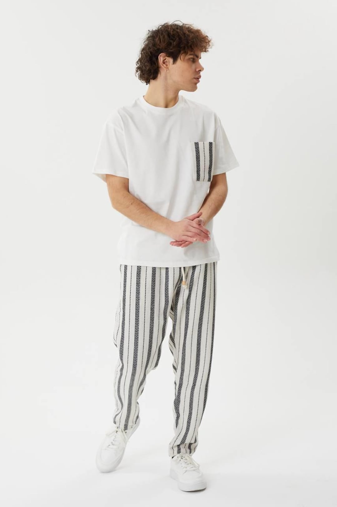 Tuta Estiva Uomo 2 Pezzi In Cotone E Lino - Set Casual Per Spiaggia Con Coulisse - Foto 13