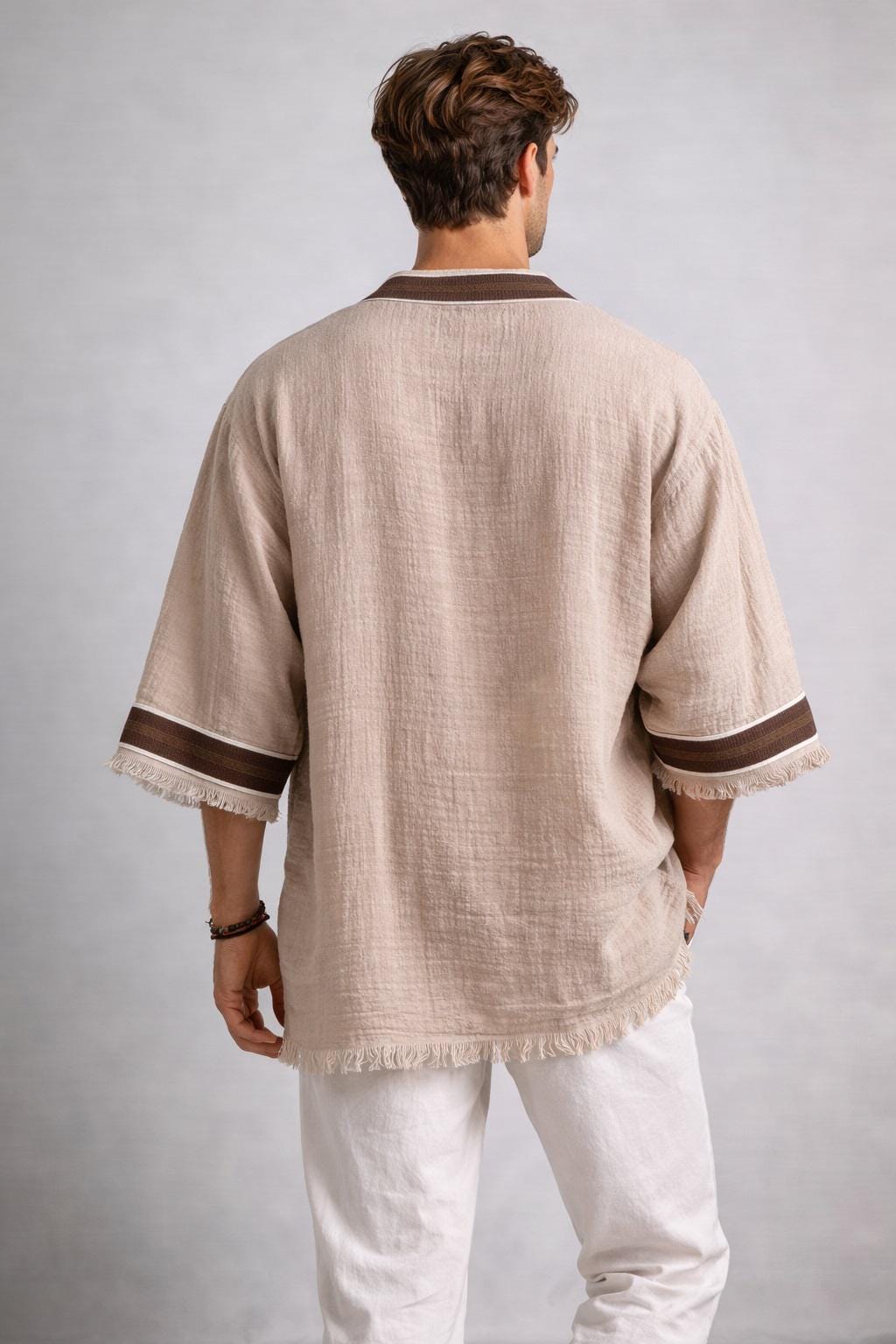 Men's Muslin Robe Men's Organic Cotton 4-layer Muslin Kimono Robe | Boho Beach Cover Up ...