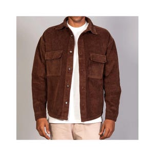 Men's Corduroy Jacket: Retro Casual Cotton Winter Coat Brown