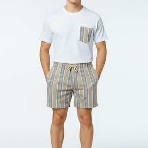 Men’s Summer Cotton Outfit, Oversized T-Shirt and Drawstring  shorts Set, Boho Beachwear, Breathable 2 Piece Loungewear Set