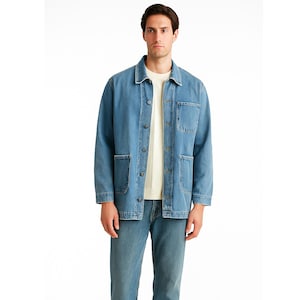 Herren Denim Trucker Jacke: Blauer oder schwarzer Jeansmantel