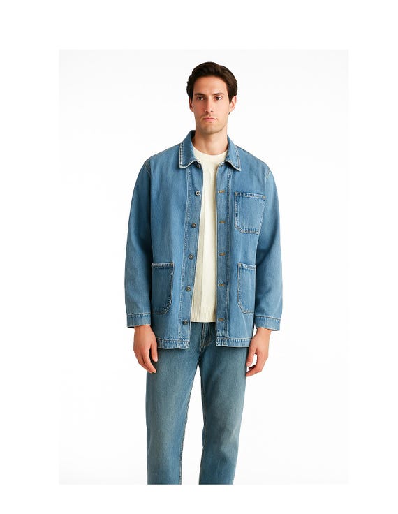 Men's Denim Trucker Jacket: Blue or Black Jeans Coat - Etsy