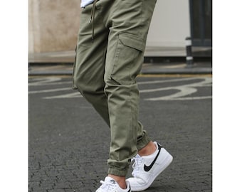 Men's Cotton Cargo Pants: Relaxed Fit Tactical Joggers