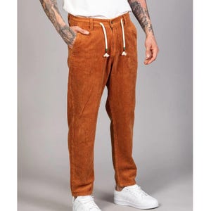 100% Cotton Vintage Retro Corduroy Mens Pants Natural