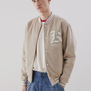 Back to School Bomber Jacket Men&#39;s suede jacket, Lined interior, suede jacket, men&#39;s clothing, trucker jacket, University College Jacket