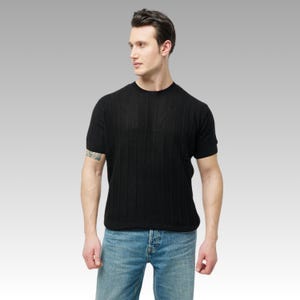 Herren Strickshirt, Sommer Shirt, Oversized T-Shirt Strand Shirt, Hemden für Männer